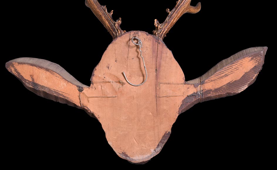 STEINER Hermann (1878-1963) carved wooden and deer antler faun mask-6