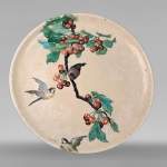 Théodore DECK (ceramist) and Éléonore ESCALLIER (painter), dish with birds