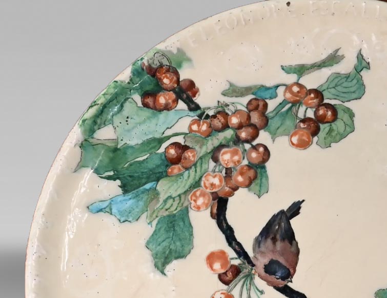 Théodore DECK (ceramist) and Éléonore ESCALLIER (painter), dish with tits-4