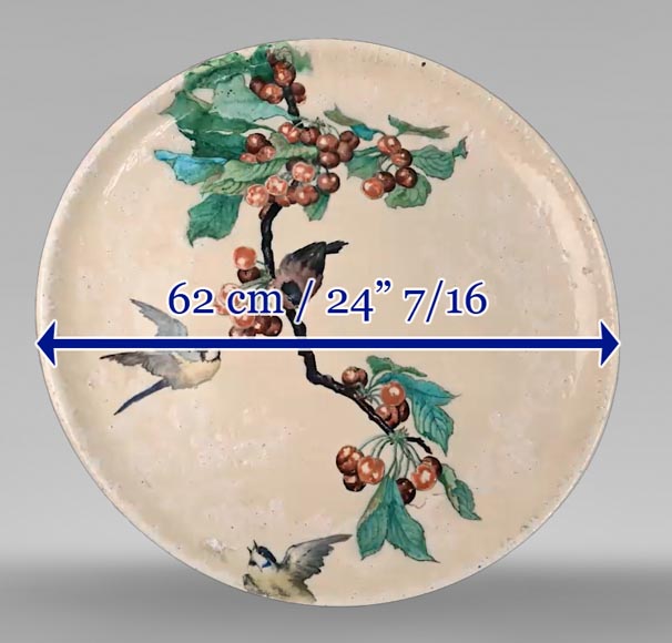 Théodore DECK (ceramist) and Éléonore ESCALLIER (painter), dish with tits-10