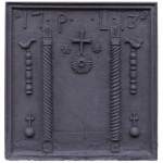 Important antique cast iron fireback with pillars of Hercules, dated 1713