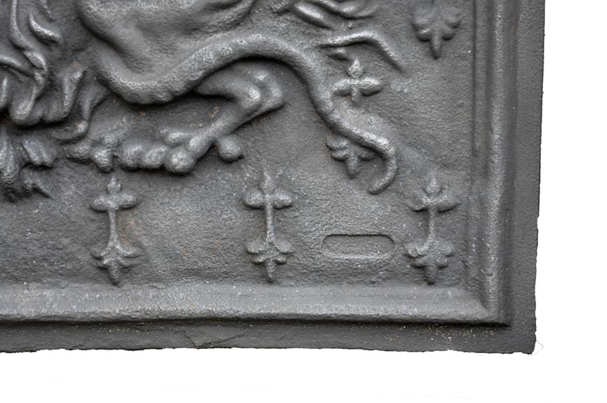 Cast iron fireback with the Salamander of King Francis Ist-3