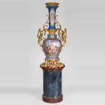 Napoleon III monumental vase in Porcelain of Paris with the Triumph of Venus mounted in gilt bronze with espagnolettes