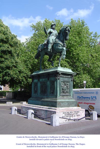 Alfred Émile O'Hara de Nieuwerkerke - Equestrian statue of William the Silent, Prince of Orange Nassau and two candelabras with halberdiers after Carlo Marochetti.-13