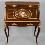 Julien-Nicolas RIVART (1802-1867) - Writing desk with gilt bronze espagnolettes and porcelain marquetry decoration