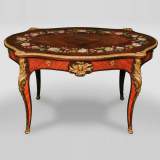 Julien-Nicolas RIVART (1802-1867) - Louis XV style Rosewood Table with decor of porcelain marquetry