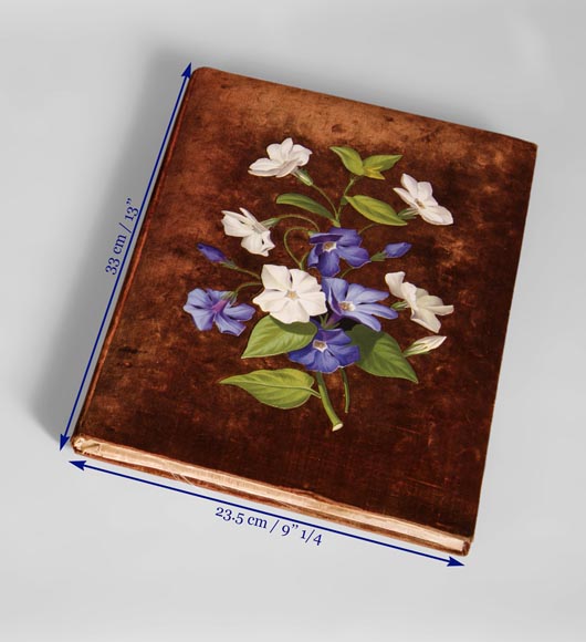 Julien-Nicolas RIVART (1802-1867) - Velvet folder decorated with campanulas in porcelain marquetry-4