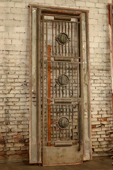POILLERAT Gilbert - Art Deco pair of doors and window railing, wrought iron and bronze, 1936-1
