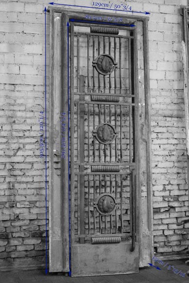 POILLERAT Gilbert - Art Deco pair of doors and window railing, wrought iron and bronze, 1936-19