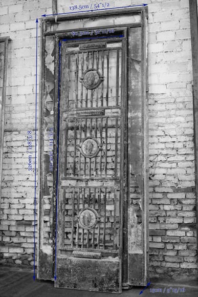 POILLERAT Gilbert - Art Deco pair of doors and window railing, wrought iron and bronze, 1936-20