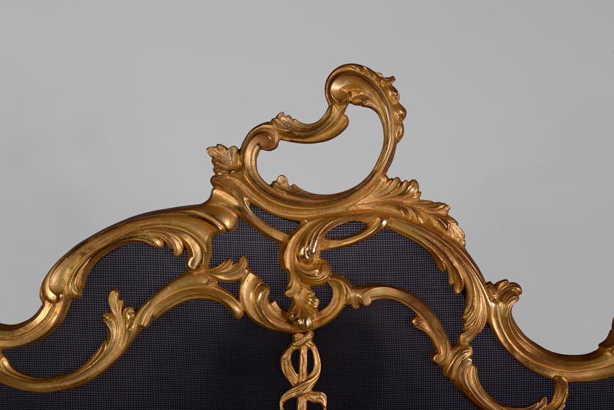 Antique Louis XV style firescreen with cornucopias decor-2