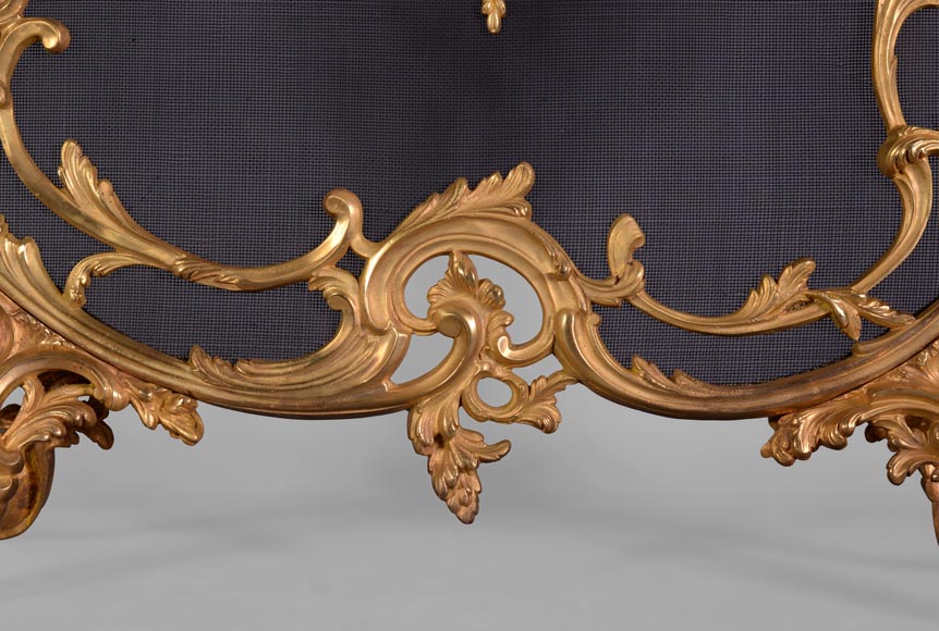 Antique Louis XV style firescreen with cornucopias decor-5