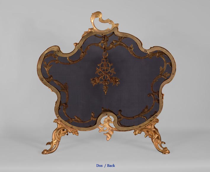 Antique Louis XV style firescreen with cornucopias decor-7
