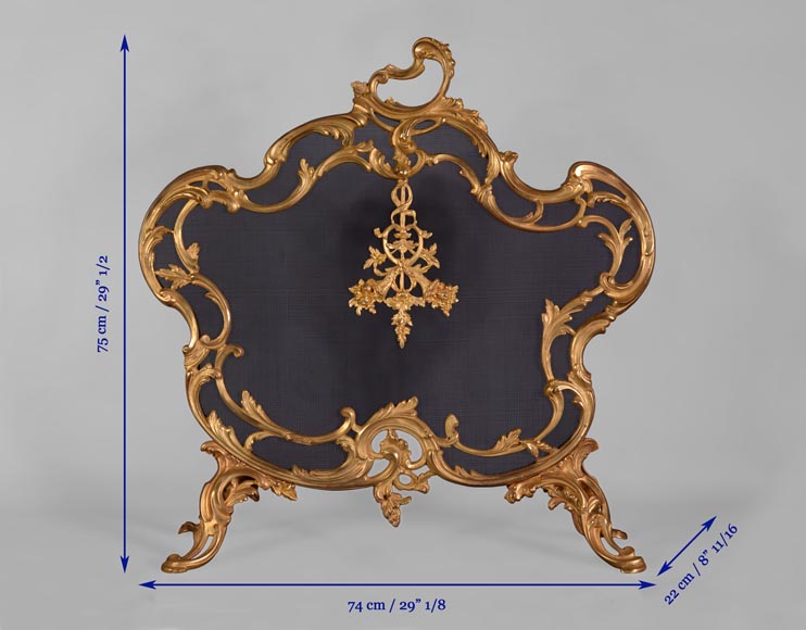 Antique Louis XV style firescreen with cornucopias decor-8