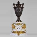 Important Napoléon III style double side clock in statuary marble and bronze