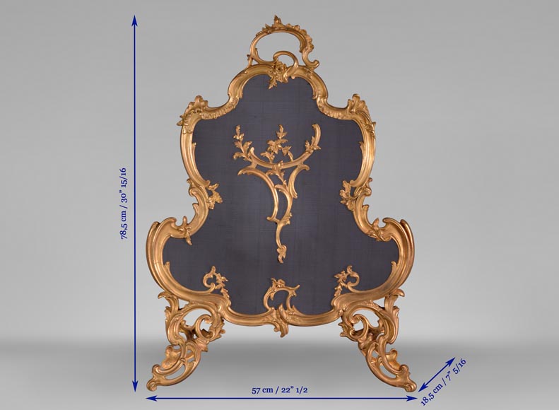 Beautiful antique Louis XV style firescreen in gilt bronze-9