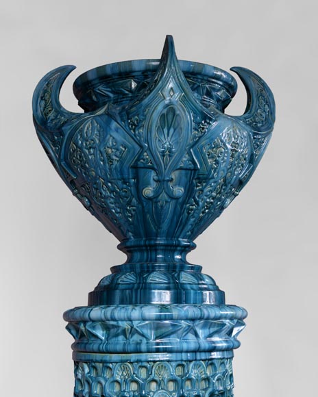Delphin MASSIER (1836-1907) - Important Orientalist style earthenware planter-2