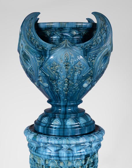 Delphin MASSIER (1836-1907) - Important Orientalist style earthenware planter-3