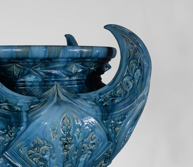 Delphin MASSIER (1836-1907) - Important Orientalist style earthenware planter-4
