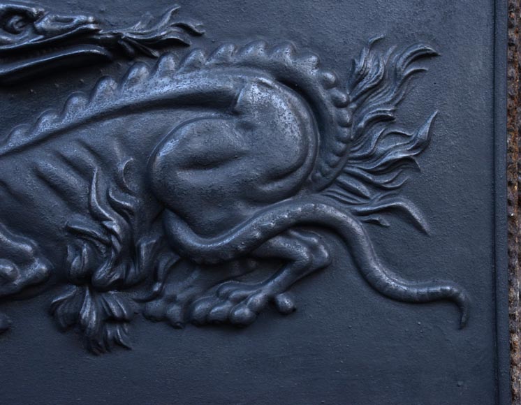 Cast iron fireback with the Salamander of King Francis Ist, 20th century-4