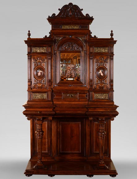 Richard COURMONT & Cie, Neo-Renaissance style credenza with secret drawers 