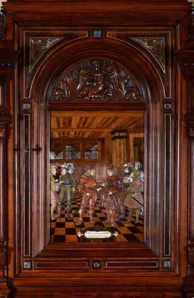 Richard COURMONT & Cie, Neo-Renaissance style credenza with secret drawers 