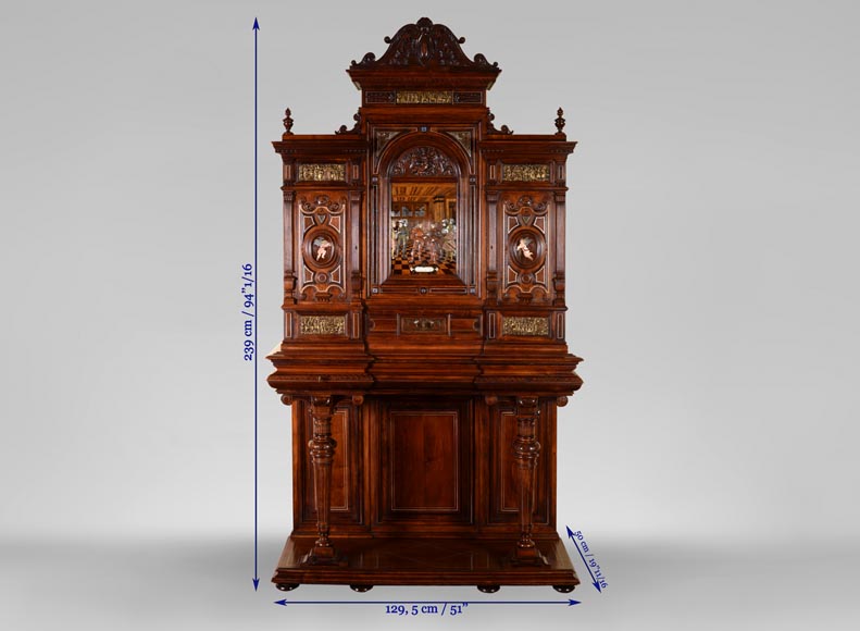 Richard COURMONT & Cie, Neo-Renaissance style credenza with secret drawers 