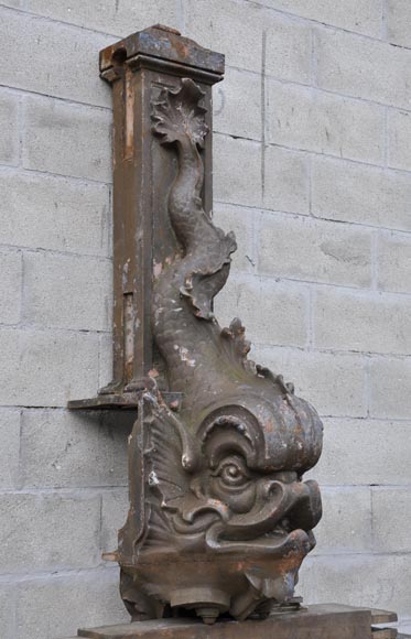 Gustave Eiffel (1832-1923) - Two cast iron dolphins coming from the Pont de la Porte de France in Grenoble, circa 1892