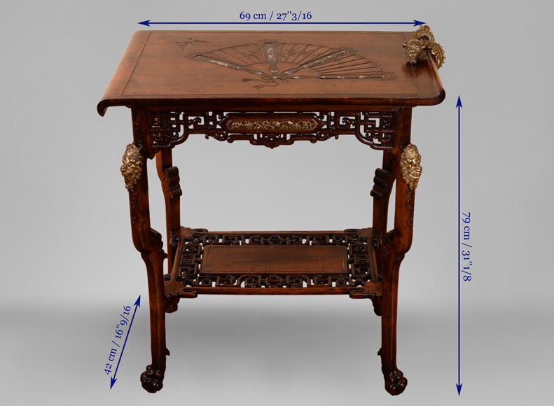 Gabriel VIARDOT(1830-1906) (Att. to) - Small Japanese style table with fan-13