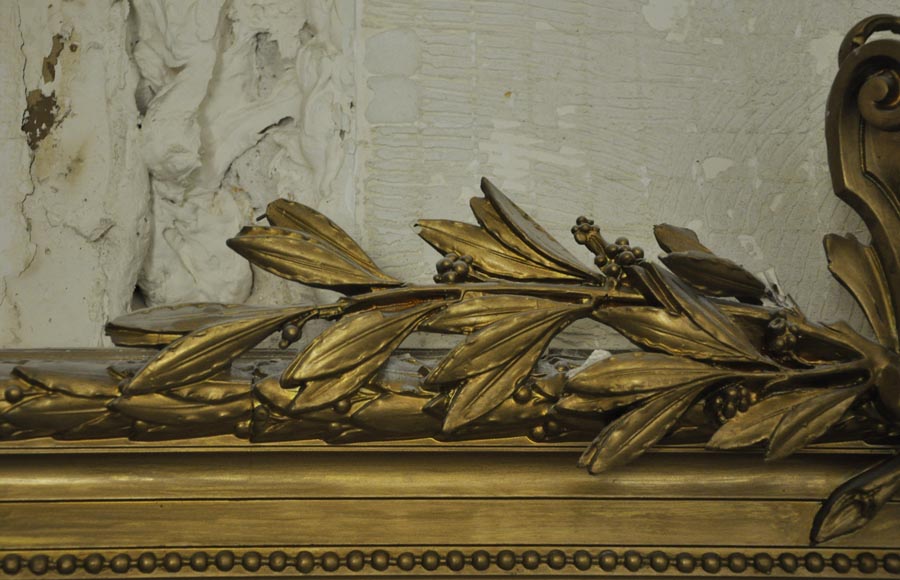 Antique Louis XVI style overmantel pierglass, golden paint-2