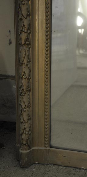 Antique Louis XVI style overmantel pierglass, golden paint-5