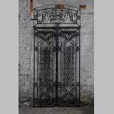 Antique Art Deco wrought iron door with fruit basket, 1930s