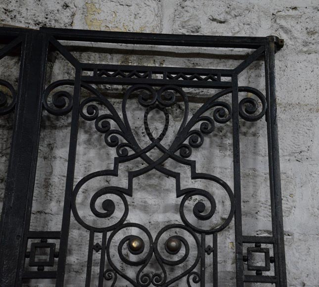 Antique Art Deco wrought iron door with fruit basket, 1930s-1