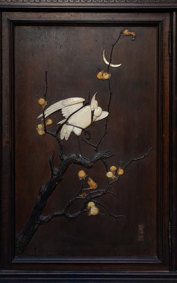 Small Japanese style furniture with carved decoration and inlay of mother-of-pearl and ivory-3