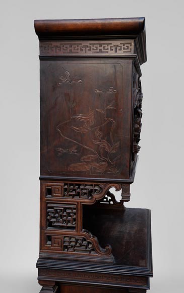 Small Japanese style furniture with carved decoration and inlay of mother-of-pearl and ivory-7