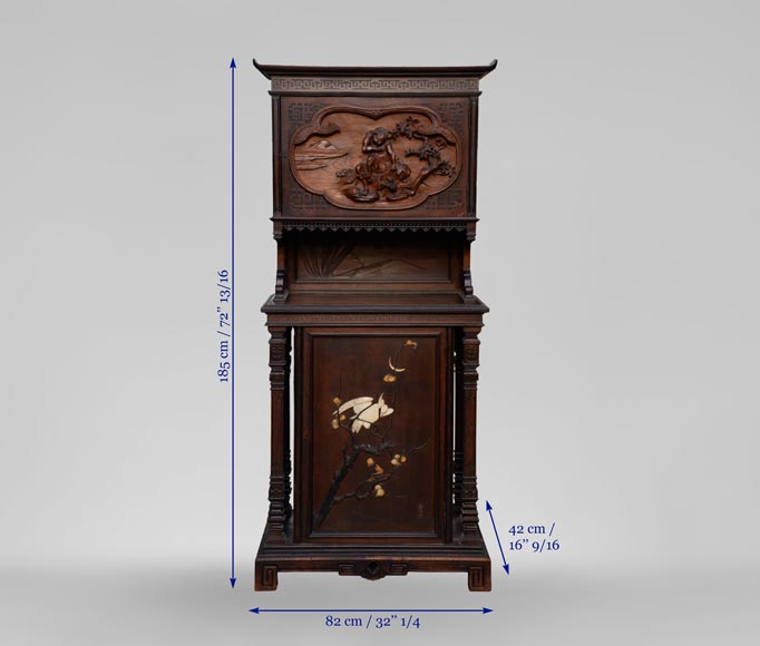 Small Japanese style furniture with carved decoration and inlay of mother-of-pearl and ivory-8