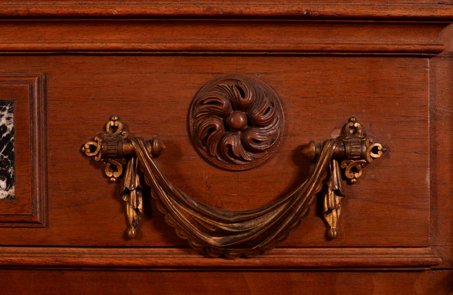 Large Neo-Renaissance style walnut cabinet - Painted enamels