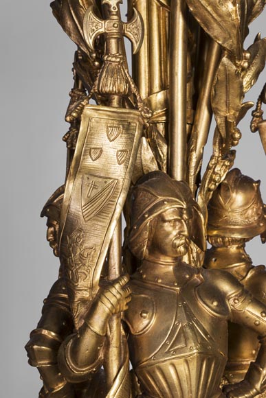 Jean-François-Théodore GECHTER (1795–1844) & Nicolas-Germain CHARPENTIER (1807–1864), Ensemble comprising a chandelier and a pair of wall sconces with standard and trophy holders-2