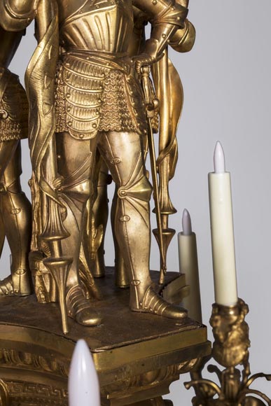 Jean-François-Théodore GECHTER (1795–1844) & Nicolas-Germain CHARPENTIER (1807–1864), Ensemble comprising a chandelier and a pair of wall sconces with standard and trophy holders-3