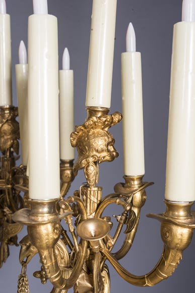 Jean-François-Théodore GECHTER (1795–1844) & Nicolas-Germain CHARPENTIER (1807–1864), Ensemble comprising a chandelier and a pair of wall sconces with standard and trophy holders-11