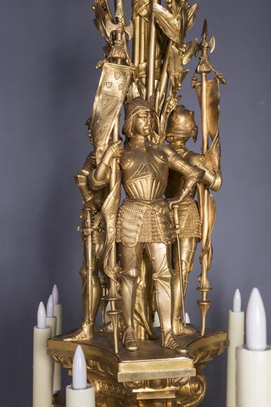 Jean-François-Théodore GECHTER (1795–1844) & Nicolas-Germain CHARPENTIER (1807–1864), Ensemble comprising a chandelier and a pair of wall sconces with standard and trophy holders-12