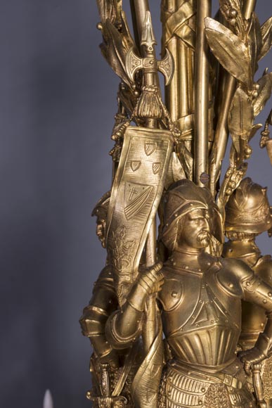 Jean-François-Théodore GECHTER (1795–1844) & Nicolas-Germain CHARPENTIER (1807–1864), Ensemble comprising a chandelier and a pair of wall sconces with standard and trophy holders-13