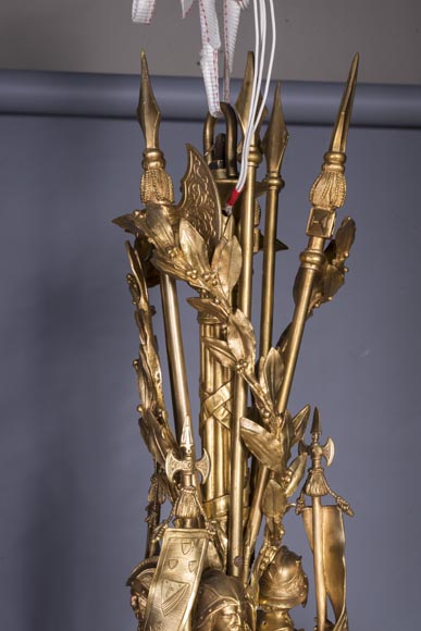 Jean-François-Théodore GECHTER (1795–1844) & Nicolas-Germain CHARPENTIER (1807–1864), Ensemble comprising a chandelier and a pair of wall sconces with standard and trophy holders-14