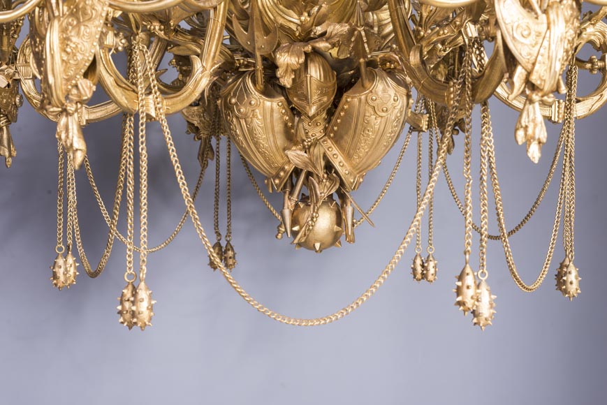 Jean-François-Théodore GECHTER (1795–1844) & Nicolas-Germain CHARPENTIER (1807–1864), Ensemble comprising a chandelier and a pair of wall sconces with standard and trophy holders-15