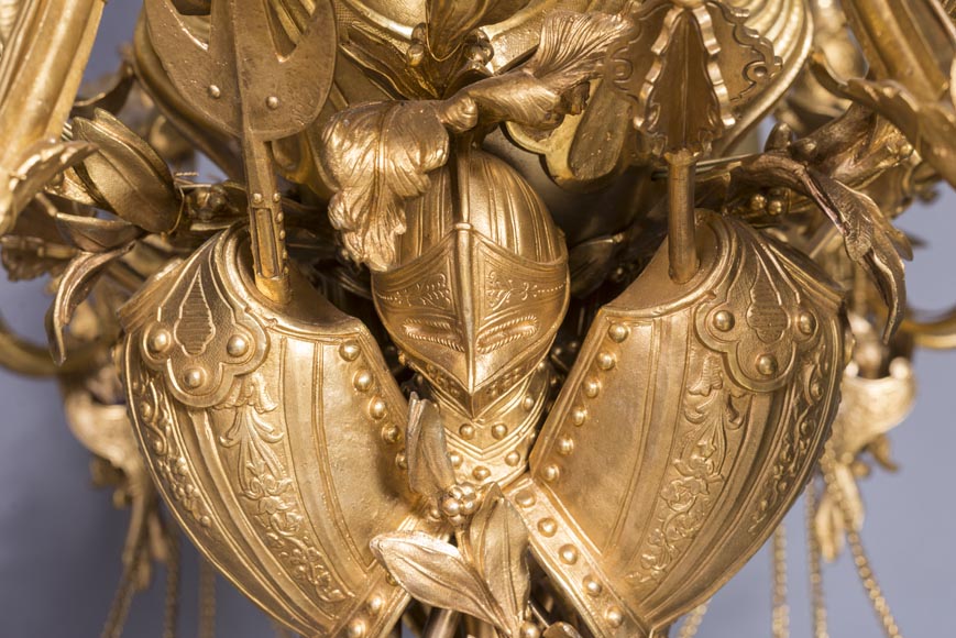 Jean-François-Théodore GECHTER (1795–1844) & Nicolas-Germain CHARPENTIER (1807–1864), Ensemble comprising a chandelier and a pair of wall sconces with standard and trophy holders-17