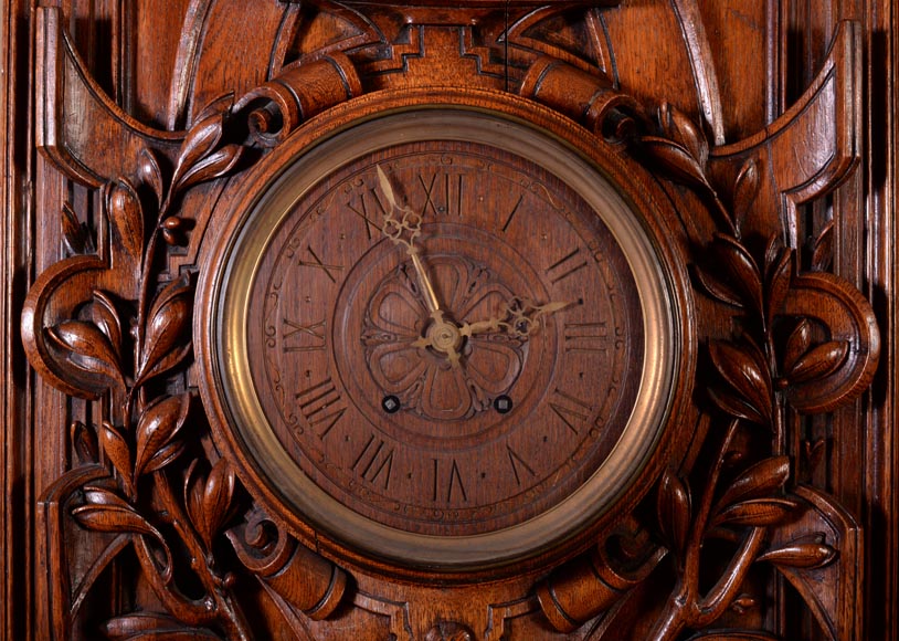GUERET Frères - Set including an oak clock and barometer-3