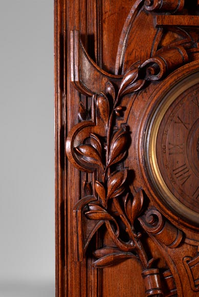 GUERET Frères - Set including an oak clock and barometer-4