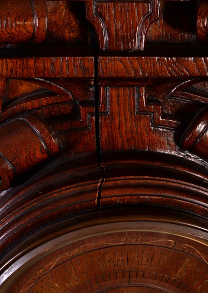 GUERET Frères - Set including an oak clock and barometer-11