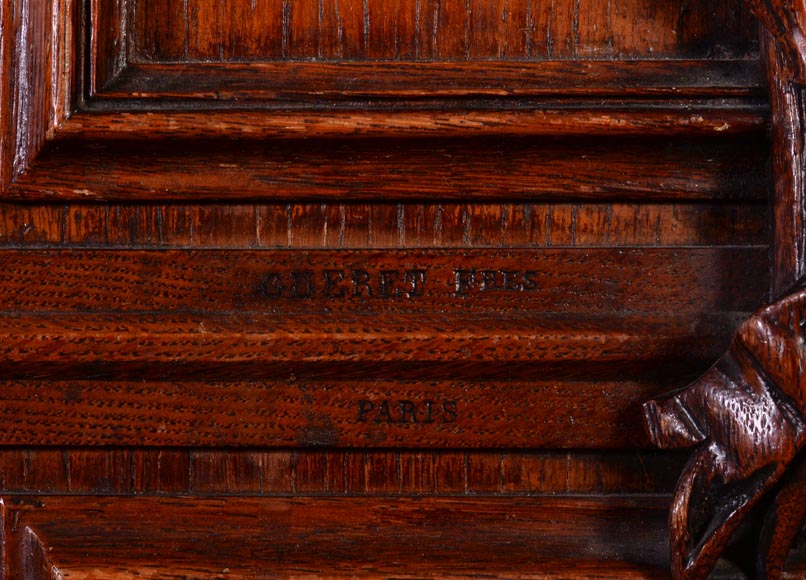 GUERET Frères - Set including an oak clock and barometer-12