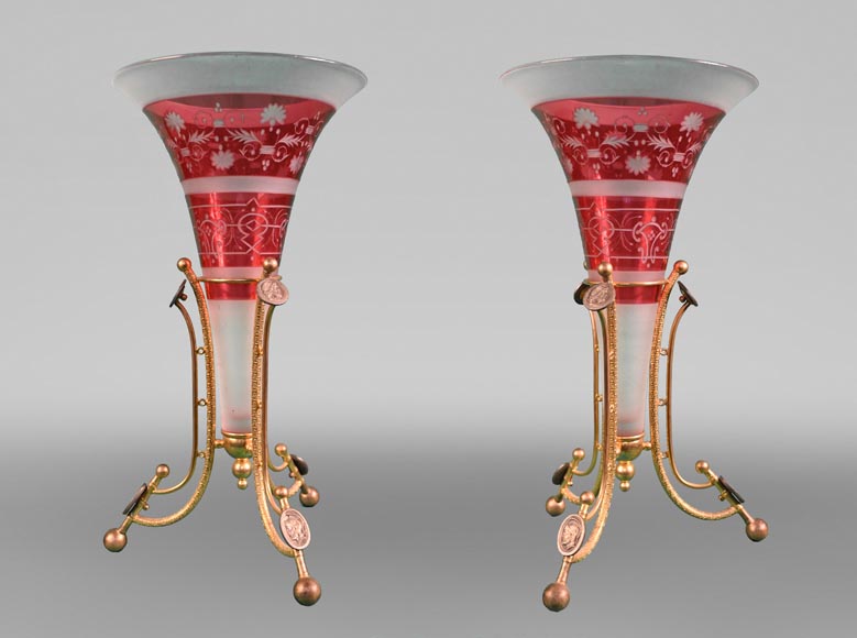 その他 Baccarat BACCARAT, Pair of Mounted Vases, circa 1878 - Objects